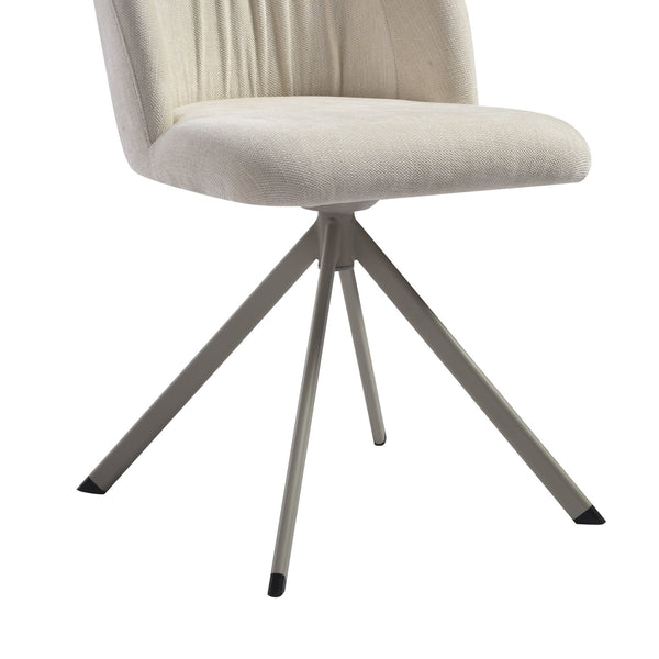 English Elm Hallie Swivel Upholstered Dining Chair Set Cream Fabric Ergonomic Curved Back for Two B2736P464807