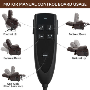 English Elm Dual Motor Power Lift Recliner with Massage Heat and 180 Degree Brown Lounge Chair W1803S00042