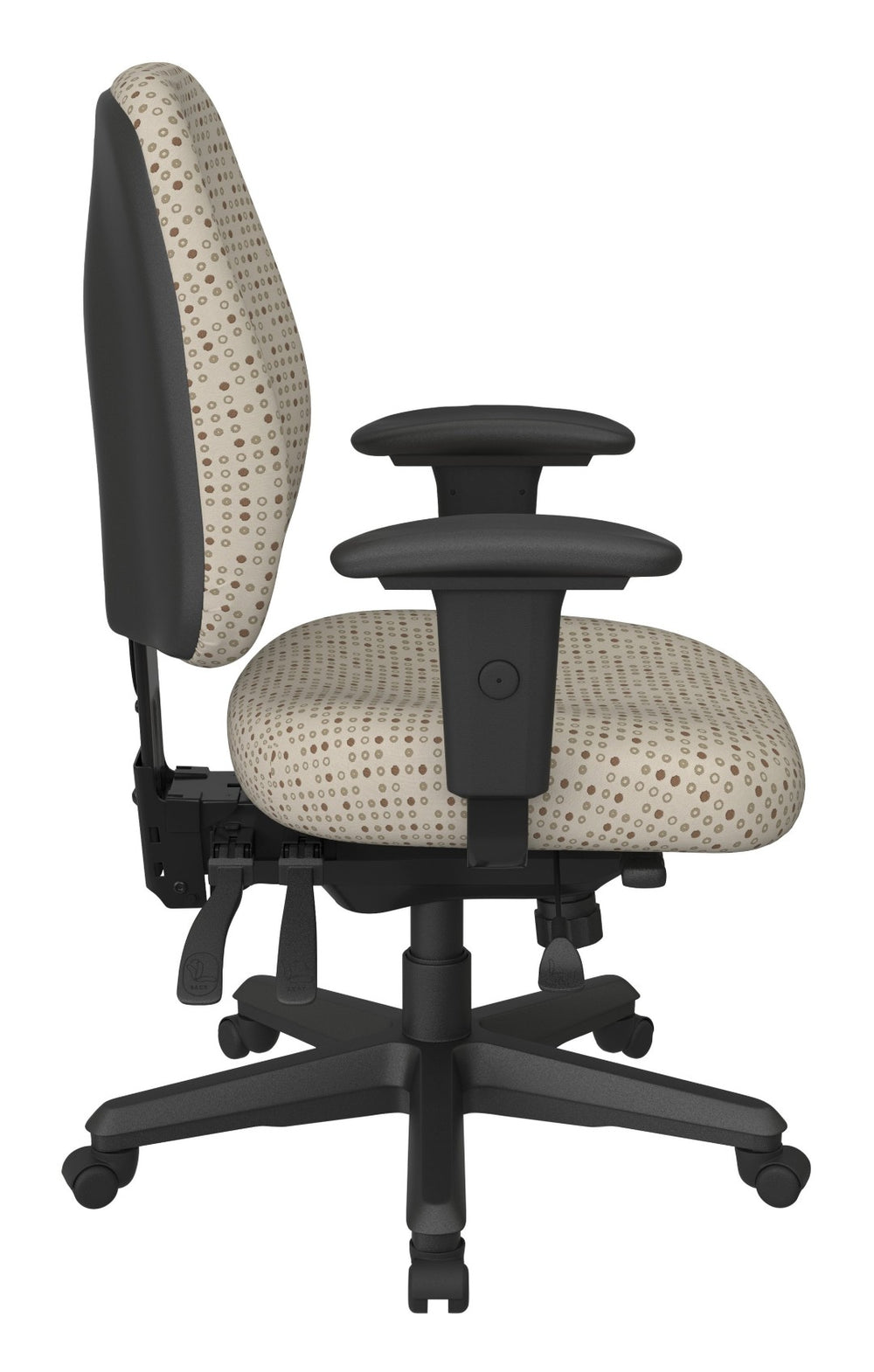 OSP Home Furnishings Ergonomics Chair Adjustable Lumbar Support Office Seat with Greenguard Certified Cushioned Back Luna 43808-K100