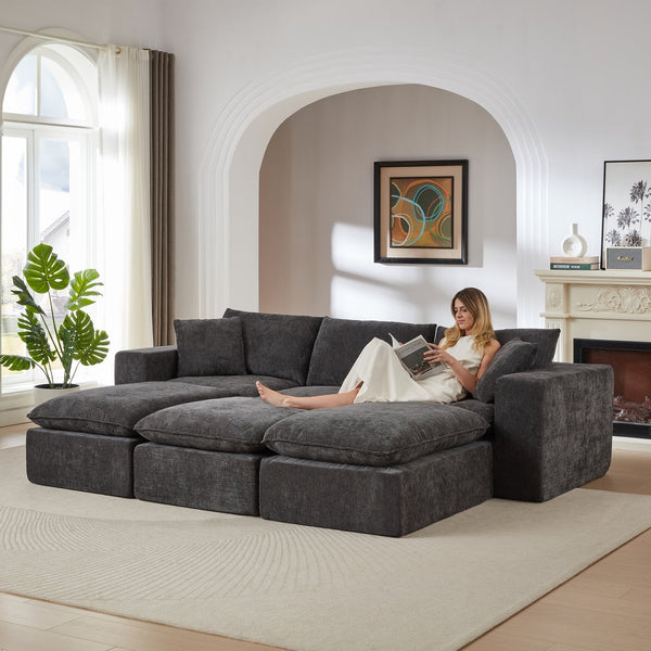 English Elm Modern Chenille Cloud Sofa – Stylish, Modular Comfort For Contemporary Living Rooms And Offices! W3396S00054