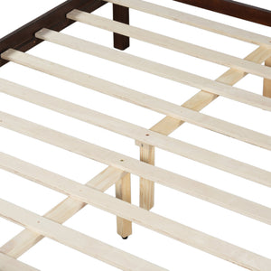 English Elm Twin Platform Bed Vertical Slat Headboard Farmhouse Shaker Wood Grain Finish Bedroom Walnut N733P422479D