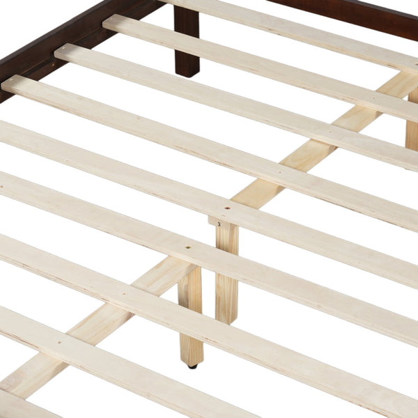 English Elm Twin Platform Bed Vertical Slat Headboard Farmhouse Shaker Wood Grain Finish Bedroom Walnut N733P422479D
