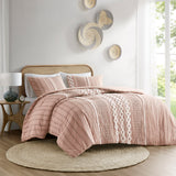 INK+IVY Imani Global Inspired Cotton Printed Comforter Set with Chenille II10-1094 Blush