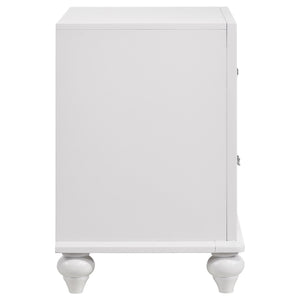 English Elm Barzini White 2-Drawer Nightstand with Faceted Crystal Hardware, Sleek Rectangular Modern Accent Piece B062P344905