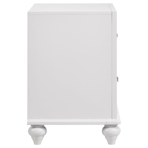 English Elm Barzini White 2-Drawer Nightstand with Faceted Crystal Hardware, Sleek Rectangular Modern Accent Piece B062P344905