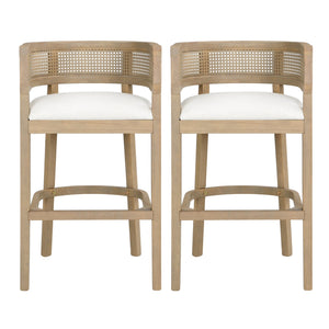 English Elm Christopher Knight Home® - Wood Upholstered Arm Bar Stools Set Of 2 - Beige & Walnut Finish, Perfect For Cozy Kitchen Spaces! N771P265581A