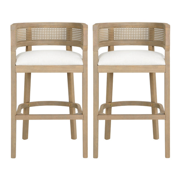 English Elm Christopher Knight Home® - Wood Upholstered Arm Bar Stools Set Of 2 - Beige & Walnut Finish, Perfect For Cozy Kitchen Spaces! N771P265581A
