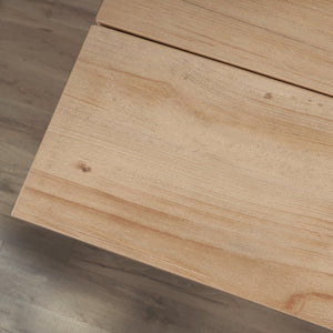 English Elm Craft Station with Drop-Leaf Extension, Brown Khaki Pine Finish — Compact Crafting Workstation w/ Storage B356P402737