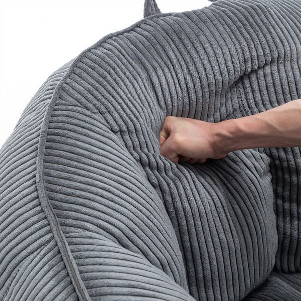 English Elm Giant Corduroy Bean Bag with Armrests Shredded Foam Lounge Chair for Living Room Dark Gray W2200P442623