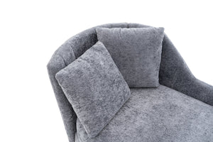 English Elm 58'' Chenille Chaise Lounge with Footstool Pocket Spring Comfort for Bedroom Living Room W2363S00089