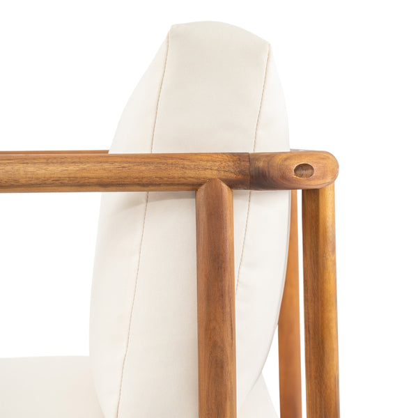 English Elm Canape Solid Acacia Outdoor Club Chair with Thick Cushion and Artisan Carved Arms N773P361057T