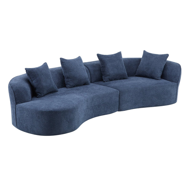 English Elm Christopher Knight Home® - 126" Curved Sectional Sofa – Luxurious Navy Boucle, Modular Design, Plush Foam For Ultimate Comfort N771P247830U_N771P247831U