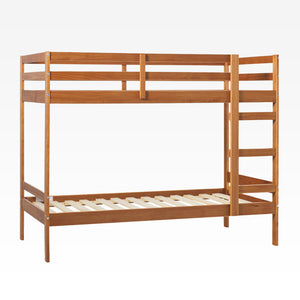 Simple Solid Wood Twin Over Twin Bunk Bed Caramel SOPB3HCAWS Walker Edison