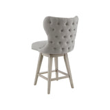 Madison Park Hancock Transitional High Wingback Button Tufted Upholstered 27" Swivel Counter Stool with Nailhead Accent MP104-0716 Grey