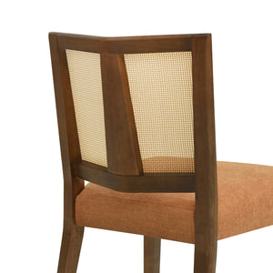 English Elm Christopher Knight Home® - Rattan Mid-Century Dining Chair Set of 2 with Woven Cane Back, Upholstered High-Density Seat Cushion Caramel,Walnut N771P254006W