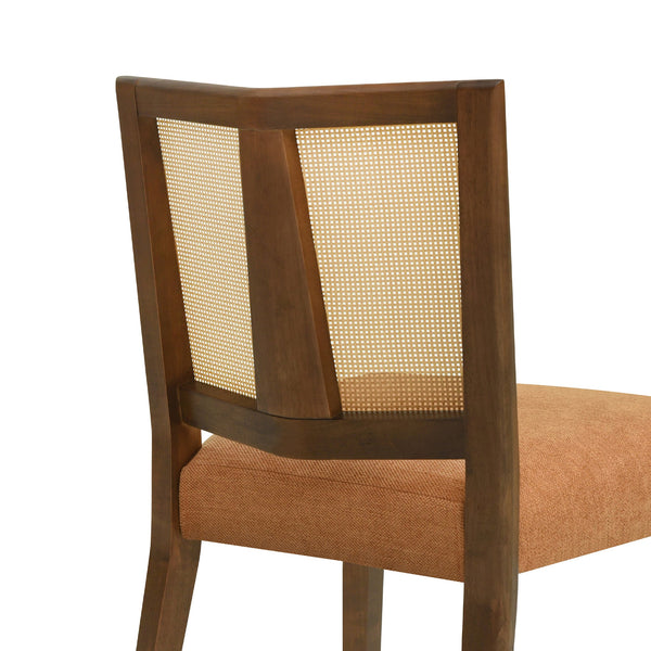English Elm Christopher Knight Home® - Rattan Mid-Century Dining Chair Set of 2 with Woven Cane Back, Upholstered High-Density Seat Cushion Caramel,Walnut N771P254006W