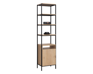 Sunpan Ambrose Modular Bookcase - Modern Oak Design with Elegant Iron Frame, Perfect for Any Space Small - 20.5W x 16.5D x 82.75H
