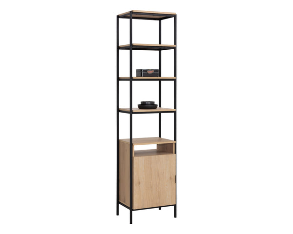Sunpan Ambrose Modular Bookcase - Modern Oak Design with Elegant Iron Frame, Perfect for Any Space Small - 20.5W x 16.5D x 82.75H