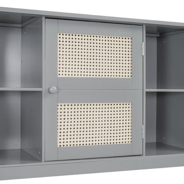 English Elm Twin Size Wooden Daybed With Trundle, Integrated Storage Cabinet & Shelves In Elegant Gray Finish N820S00048E-GIGA