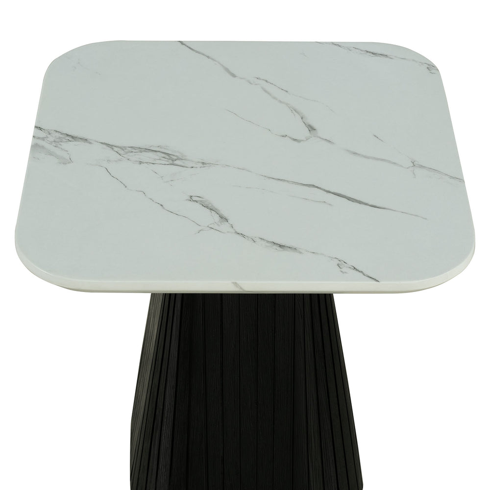 English Elm Contemporary 3-Piece Table Set: Square Coffee & End Tables With Faux Marble Top & Black Base Design B2741S00646