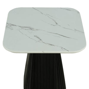 English Elm Contemporary 3-Piece Table Set: Square Coffee & End Tables With Faux Marble Top & Black Base Design B2741S00646