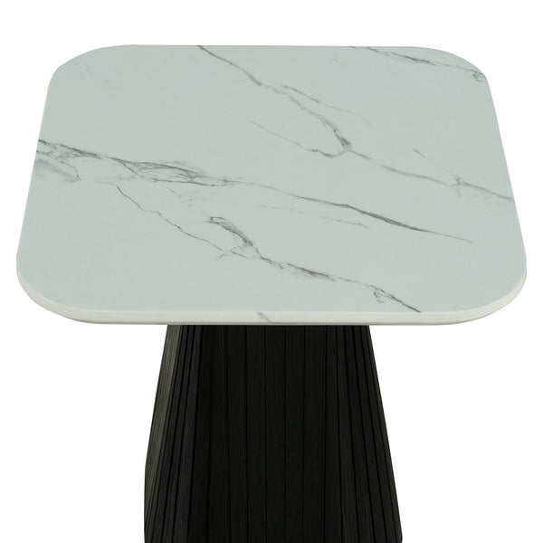 English Elm Contemporary Square End Table With Faux Marble Top & Soft Curved Edges For Modern Living Spaces B2741S00618