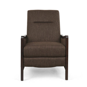 English Elm Christopher Knight Home® - Fabric Recliner Chair Mid-Century Push-Back Upholstered Armchair with Thick Cushion and Birch Frame Brown 70449.00BRN