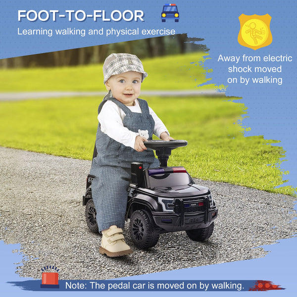 English Elm Aosom Police Truck Ride on Toy with Pa System and Under Seat Storage for Toddlers W2225P217708