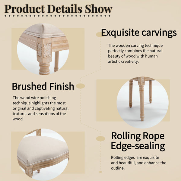 English Elm French Country Dining Chairs Set Of 2, Elegant Upholstered Rattan Back For Dining & Living Spaces W3426P324535