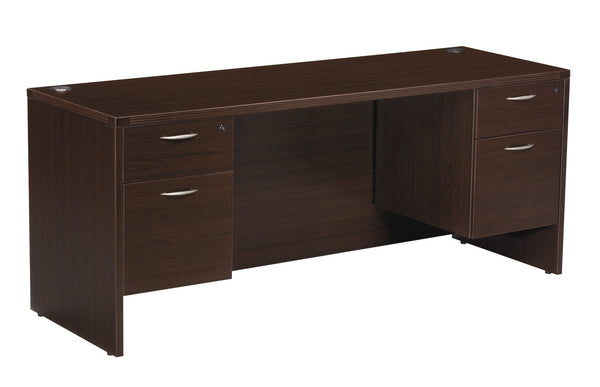 OSP Home Furnishings Napa Executive Office Desk with Dual Pedestals Engineered Wood Storage for Home Workspaces 66"X30" Espresso NAPESP-TYP3