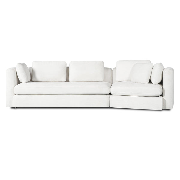 English Elm 116.5" Curved Modular Sofa Deep Cloud Cushions Off-white Fabric Modern Living Room N758T989900A
