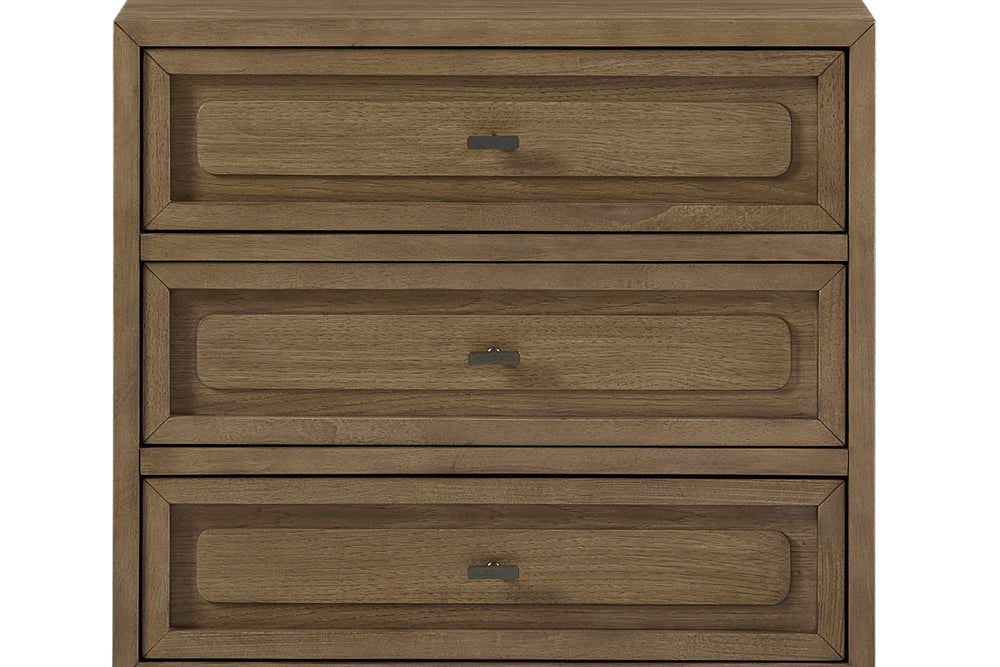 English Elm 3-drawer Nightstand with Cedar Lining Usb Port and Felt Top Drawer Bedroom Storage B2699P439935