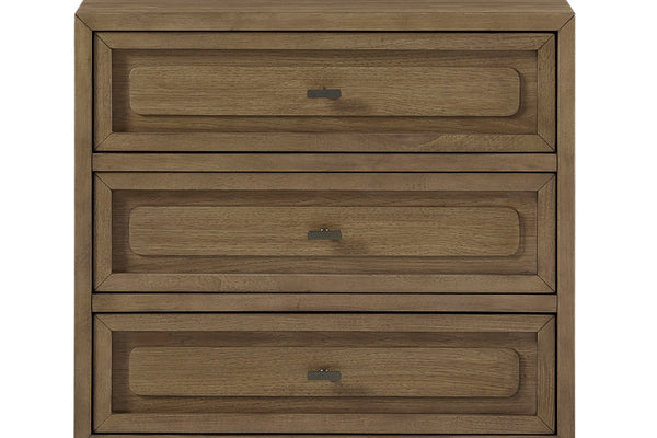 English Elm 3-drawer Nightstand with Cedar Lining Usb Port and Felt Top Drawer Bedroom Storage B2699P439935