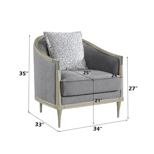 English Elm Fernando Chenille Accent Chair with Pocket Coil Cushion and Champagne Metal Detail B2726P433397
