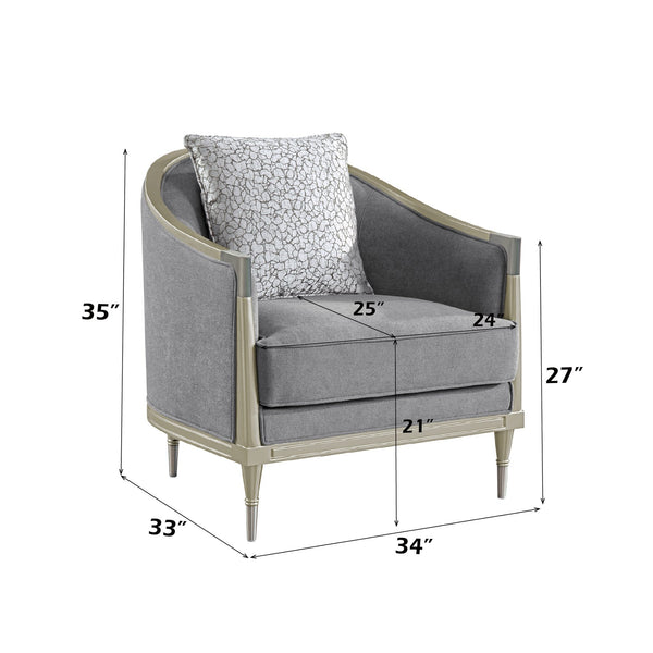 English Elm Fernando Chenille Accent Chair with Pocket Coil Cushion and Champagne Metal Detail B2726P433397