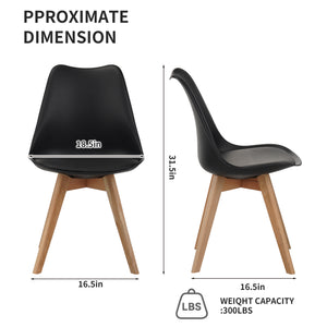 English Elm Set of Four Pu Leather Dining Chairs with Tapered Wood Legs Medieval Modern Style Black W3851P457788