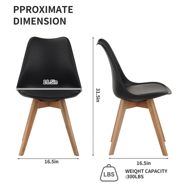 English Elm Set of Four Pu Leather Dining Chairs with Tapered Wood Legs Medieval Modern Style Black W3851P457788