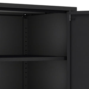 English Elm Ava 24" Metal Accent Cabinet in Black – Slim Steel Storage with Adjustable Shelf, Modern Minimalist Design B365P397879