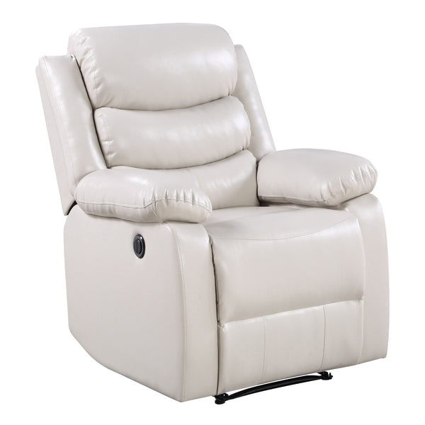 English Elm Beige Power Recliner with Individually Wrapped Coils, Pillow-Top Arms, Tight Cushions & Supportive Comfort B062P184509