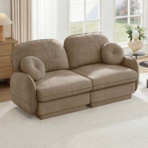 English Elm Chenille Cloud Loveseat with Quilted Back Cushions Deep Foam Seat Modern Living Room Sofa Light Coffee W714S01756
