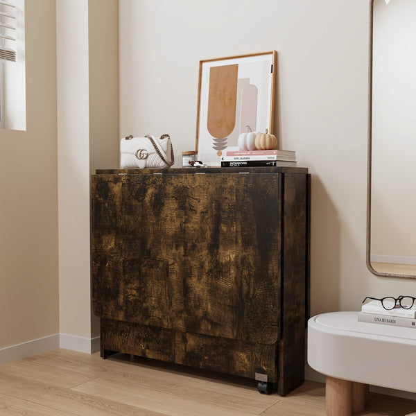 English Elm Fully 51.18" Brown Foldable Table for Small Families, Lightweight MDF, 500 lbs Capacity, Easy Assemble W1278P185564