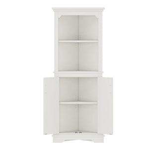 English Elm Tall Corner Cabinet White Mdf Open Shelves Closed Storage for Any Room W1580P414889