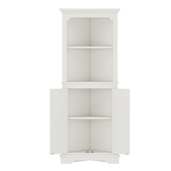 English Elm Tall Corner Cabinet White Mdf Open Shelves Closed Storage for Any Room W1580P414889