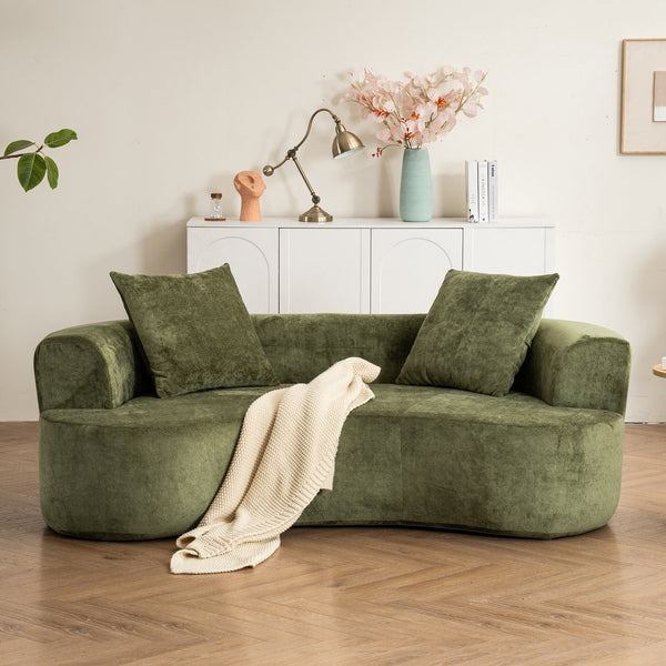 English Elm Moon modern sleeper sofa with extra-deep seat, sponge support & spring pack, green chenille comfort W2012P399193