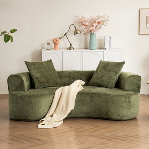 English Elm Moon oversized moon-shaped sleeper sofa with deep cloud-like sponge support and durable linen feel Green W2012P337859