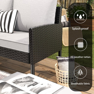 English Elm Small Patio Pe Rattan 7 Piece Outdoor Set with Tempered Glass Table and Cushioned Seating W2071P365907