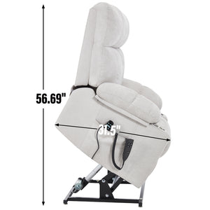 English Elm Dual Motor Power Lift Recliner with Massage Heat and Leatherair Upholstery for Living Room Beige W3224P295282