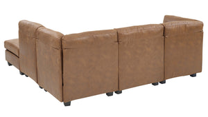 English Elm Faux Leather Modular Sectional Sofa Flexible Pu Upholstered Living Room Seating B2748S00045