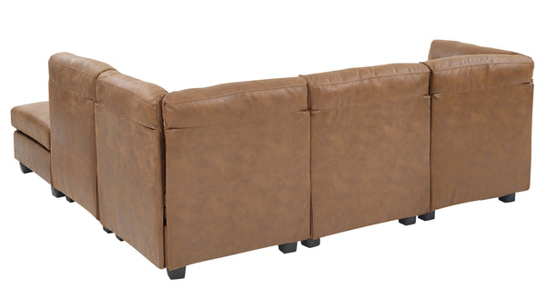 English Elm Faux Leather Modular Sectional Sofa Flexible Pu Upholstered Living Room Seating B2748S00045