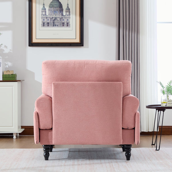 English Elm Modern Chenille Fabric Recliner Chaise Lounge Sofa with High-Resilience Foam, 550LB Capacity, Cozy Plush Backrest and Armrests for Living Room Relaxation Pink W395P371343